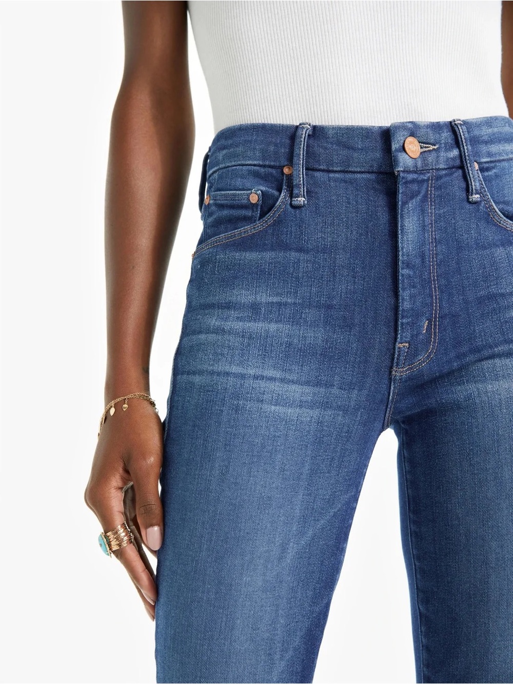 MOTHER Jeans The Looker Two Step Ankle Fray Dark Wash Jeans Raw Hem 28